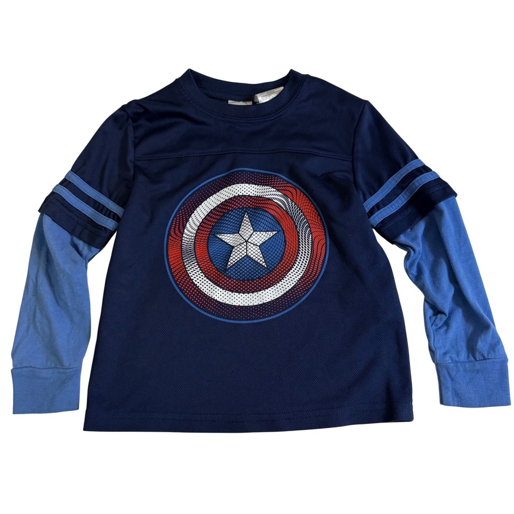 2016 Marvel Captain America Civil War Long Sleeve Boys Graphic Shield T Shirt 5T
